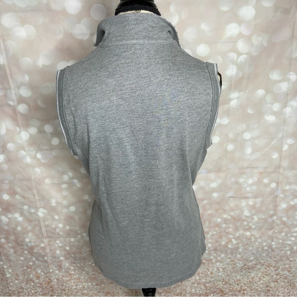 Cali and York Elegant Gray Sleeveless Hoodie with Zip-Up Front Large